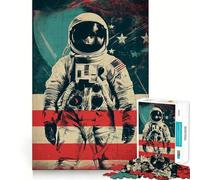 Póster Retro de Astronauta, Rompecabezas de 1000 Piezas para Adolescentes, Juguete para estimular la lógica, diversión en Interiores, Borde Premium, Regalo Memorable (38x52cm)