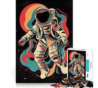 Póster Retro de Astronauta, Rompecabezas de 1000 Piezas para Adolescentes, Mejora la Memoria, Calma, Escape, patrón de ensamblaje, cálida Sorpresa (38x26cm)