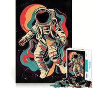 Póster Retro de Astronauta, Rompecabezas de 1000 Piezas para Adultos, para Fortalecer la Memoria, aliviar el estrés, Regalo de cumpleaños de Calidad (50x75cm)