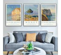 Póster retro de Claude Monet con impresión artística, galería de pared, pintura en lienzo con paisaje colorido, decoración moderna para sala de estar (60 x 80 cm, 3 unidades)