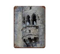 Póster retro de fantasmas lindos en un castillo embrujado, letrero de metal de estaño, arte elegante, pintura de hierro, bar, cueva de personas, cafetería, garaje, póster decorativo de pared, 30 x 40