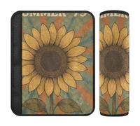 Póster retro de girasol, 2 piezas, funda para cinturón de seguridad para adultos, protege tu cuello y hombros para sedán funda para cinturón de carro