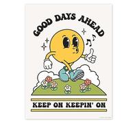 Póster retro de Good Days Ahead para pared, bonita decoración de habitación, estética retro, impresión artística con cita positiva, póster de nostalgia vintage