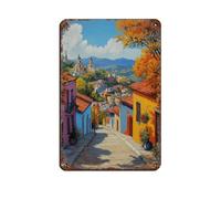 Póster retro de la aldea mexicana, letrero de estaño, arte elegante, retro, pintura de hierro, bar, cueva, cafetería, familia, garaje, póster decorativo de pared, 8 x 12 pulgadas (20 x 30 cm)
