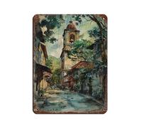 Póster retro de la Iglesia de San Agustín, letrero de metal de estaño, arte elegante, pintura de hierro, bar, cueva de personas, cafetería, garaje, póster decorativo de pared, 30 x 40 cm