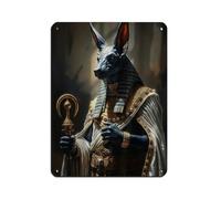 Póster retro de la noble deidad Anubis de metal, letrero de estaño, arte elegante, retro, pintura de hierro, bar, cueva de personas, cafetería, garaje, póster decorativo de pared, 30 x 40 cm