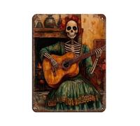 Póster retro de la pareja de esqueletos del Día de los Muertos (28), letrero de metal de estaño, arte elegante, pintura de hierro, bar, cueva de personas, cafetería, garaje, póster decorativo de pared