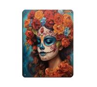 Póster retro de la pareja de esqueletos del Día de los Muertos (37), letrero de metal, arte elegante, pintura de hierro, bar, cueva de personas, cafetería, garaje, póster decorativo de pared, 30 x 40