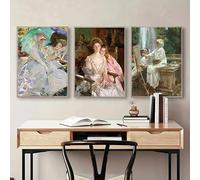 Póster retro de Lady Helen Vincent, John Singer Sargent, Belleza, Mujer, Rosa, Arte, Lienzo, Pintura, Impresión, Imagen, Decoración del hogar (60 x 80 cm, 3 piezas)