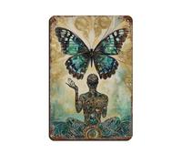 Póster retro de metal con diseño de mariposa y estatua de Metamorfosis, arte elegante, pintura de hierro, bar, cueva de personas, cafetería, garaje, póster decorativo de pared, 20 x 30 cm