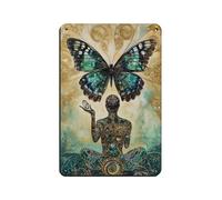 Póster retro de metal con diseño de mariposa y estatua de Metamorfosis, arte elegante, pintura de hierro, bar, cueva de personas, cafetería, garaje, póster decorativo de pared, 20 x 30 cm