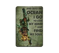 Póster retro de metal con texto en inglés "And Into The Ocean I Go to Lose My Mind And Find My Soul - Póster retro de metal con texto en inglés "I Go to Lose My Mind And Find My Soul" (20 x 30 cm)