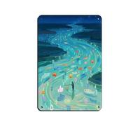 Póster retro de metal con texto en inglés "Binary Code Flowing in The River" (4), arte elegante, pintura de hierro, bar, cueva de gente, cafetería, garaje familiar, póster decorativo de pared, 8 x 12