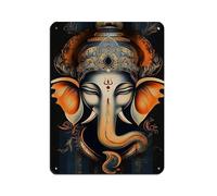Póster retro de metal con texto en inglés "Divine Graceful Ganesha's Blessing", arte elegante, pintura de hierro, bar, cueva de personas, cafetería, garaje, póster decorativo de pared, 30 x 40 cm