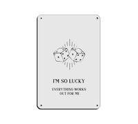Póster retro de metal con texto en inglés "I'm So Lucky Everything Works Out for Me", póster de metal, arte elegante, pintura de hierro, bar, cueva de personas, cafetería, garaje familiar, póster