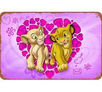 Póster retro de metal con texto en inglés "Simba and Nala" de The Lion King Simba and Nala Valentine Iron On Transfer #2, cartel vintage de 30,5 x 20,3 cm, decoración de pared para bar, club de música
