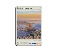Póster retro de metal con texto en inglés "Travel to Rio de Janeiro", arte elegante, pintura de hierro, bar, cueva de gente, cafetería, garaje, póster decorativo de pared, 20 x 30 cm