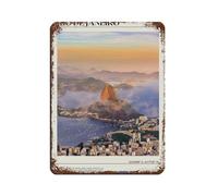 Póster retro de metal con texto en inglés "Travel to Rio de Janeiro", arte elegante, pintura de hierro, bar, cueva de gente, cafetería, garaje, póster decorativo de pared, 30 x 40 cm