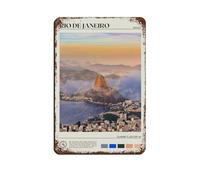 Póster retro de metal con texto en inglés "Travel to Rio de Janeiro", arte elegante, pintura de hierro, bar, cueva de gente, cafetería, garaje, póster decorativo de pared, 20 x 30 cm