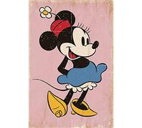 Póster Retro de Minnie Mouse Fondo Rosa Formato Grande (61x91,5 cm) (61cm x 91,5cm)