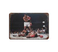 Póster retro de Muhammad Ali de metal, letrero de estaño, arte elegante, pintura de hierro, bar, cueva de personas, cafetería, garaje, póster decorativo de pared, 20 x 30 cm