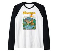 Póster Retro de Nicaragua Tierra de Lagos y Volcanes Camiseta Manga Raglan