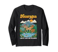 Póster Retro de Nicaragua Tierra de Lagos y Volcanes Manga Larga