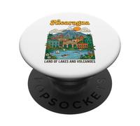 Póster Retro de Nicaragua Tierra de Lagos y Volcanes PopSockets PopGrip Adhesivo