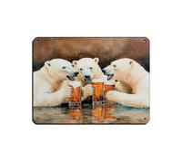 Póster retro de osos polares bebiendo cerveza, letrero de metal de estaño, arte elegante, retro, pintura de hierro, bar, cueva de gente, cafetería, familia, garaje, póster decorativo de pared, 30 x 40