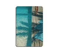 Póster retro de Palm Shadows by The Poolside de metal, letrero de estaño, arte elegante, retro, pintura de hierro, bar, cueva de personas, cafetería, garaje, póster para decoración de pared, 20 x 30