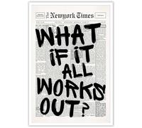 Póster retro de periódico en blanco y negro con texto en inglés "What If It All Workout", lienzo para pared, cita positiva, impresiones minimalistas, pintura para el hogar, dormitorio, decoración de