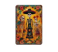 Póster retro del Día de los Muertos, cartel de metal de hojalata, arte elegante, pintura de hierro, bar, cueva de personas, cafetería, familia, garaje, póster para decoración de pared, 20 x 30 cm