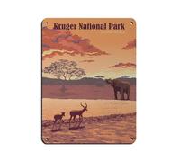 Póster retro del parque nacional Kruger, cartel de metal de estaño, arte elegante, pintura de hierro, bar, cueva de personas, cafetería, garaje, póster decorativo de pared, 30 x 40 cm
