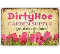 Póster retro divertido de tulipanes para jardín, jardín, bar, cafetería, oficina, decoración vintage del hogar, póster decorativo para pared, letrero de metal, 8 x 12 pulgadas (n.º 885)