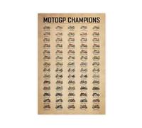 Poster retro en lienzo que representa la historia de los campeones del mundo de moto GP Valentino Rossi - Decoración mural para salón, dormitorio - 30 x 45 cm