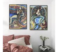 Póster retro escandinavo de marinero deportivo y sirena, impresiones en lienzo, pintura moderna para decoración del hogar, sala de estar y dormitorio, arte de 60 x 80 cm, 2 piezas sin marco
