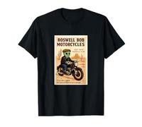 Póster Retro Martian Motorcycles Roswell Aliens 1950 Camiseta