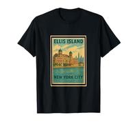 Póster retro vintage de Ellis Island New York City State NY NYC Camiseta