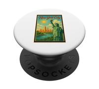 Póster retro vintage de Ellis Island New York City State NY NYC PopSockets PopGrip Adhesivo
