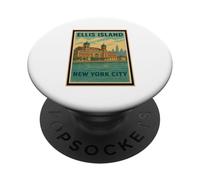 Póster retro vintage de Ellis Island New York City State NY NYC PopSockets PopGrip Adhesivo