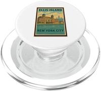 Póster retro vintage de Ellis Island New York City State NY NYC PopSockets PopGrip para MagSafe
