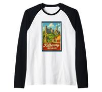 Póster retro vintage de Kilkenny City Irlanda IRE Camiseta Manga Raglan