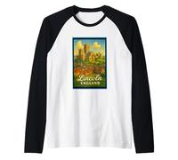 Póster retro vintage de Lincoln City England UK Camiseta Manga Raglan