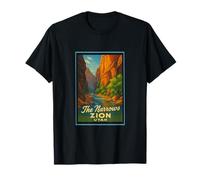 Póster retro vintage The Narrows Utah UT Zion Art Graphic Camiseta