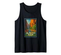 Póster retro vintage The Narrows Utah UT Zion Art Graphic Camiseta sin Mangas