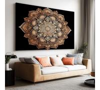 Póster sin marco con diseño de mandala, flores, lienzo, 140 x 70 cm (largo x ancho), murales para salón, diseño vintage, decoración de pared para dormitorio, baño, oficina, habitación, comedor