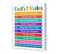 poster Sunday School Classroom Decor Canvas - Set of Biblical Teachings Wall Art for Kids, Featuring Verses about Kindness, Obedience, Love(Framed,12x18inch(30x45cm))