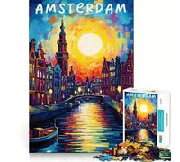 Póster turístico de Ámsterdam,Rompecabezas de 1000 Piezas para Adultos,Juguete para Resolver Problemas,Calidad Profesional,Ideal para Relajarse en Grupo en Interiores (38x52cm)