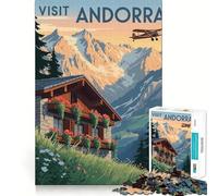 Póster turístico de Andorra Rompecabezas de 1000 Piezas para Adolescentes Desarrollo Mental diversión tamaño Uniforme Piezas precisas Actividad Relajante para Grupos en Interiores (50x75cm)