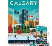 Póster turístico de Calgary,Rompecabezas de 1000 Piezas para Adolescentes,Pensamiento Claro,pasatiempo Tranquilo,Bordes precisos,Regalo Ideal de Navidad (38x26cm)